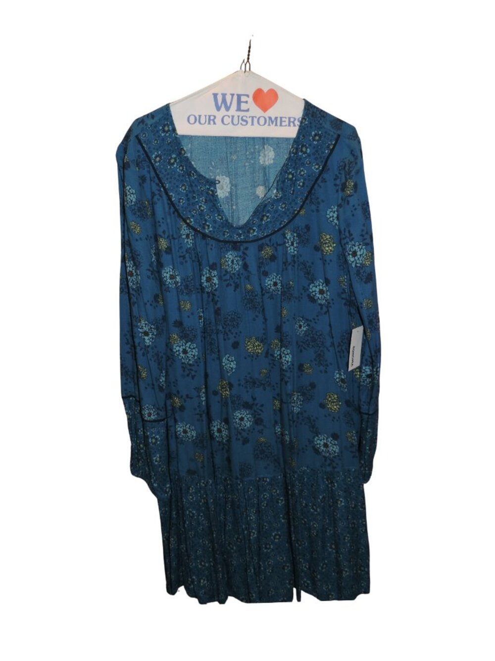 Sonoma Blue Floral Long-Sleeve Midi Dress